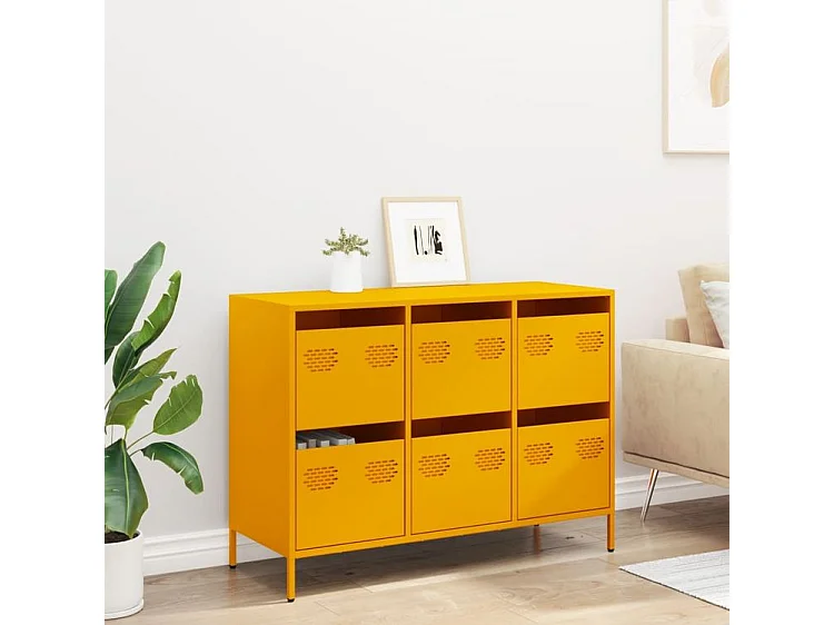 Buffet jaune moutarde 101,5x39x73,5 acier laminé à froid