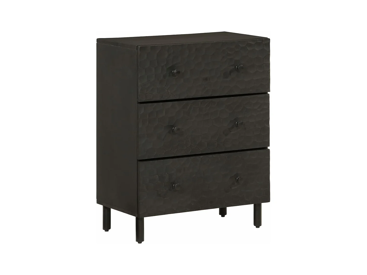 Armoire latérale noir 60x33x75 bois massif de manguier