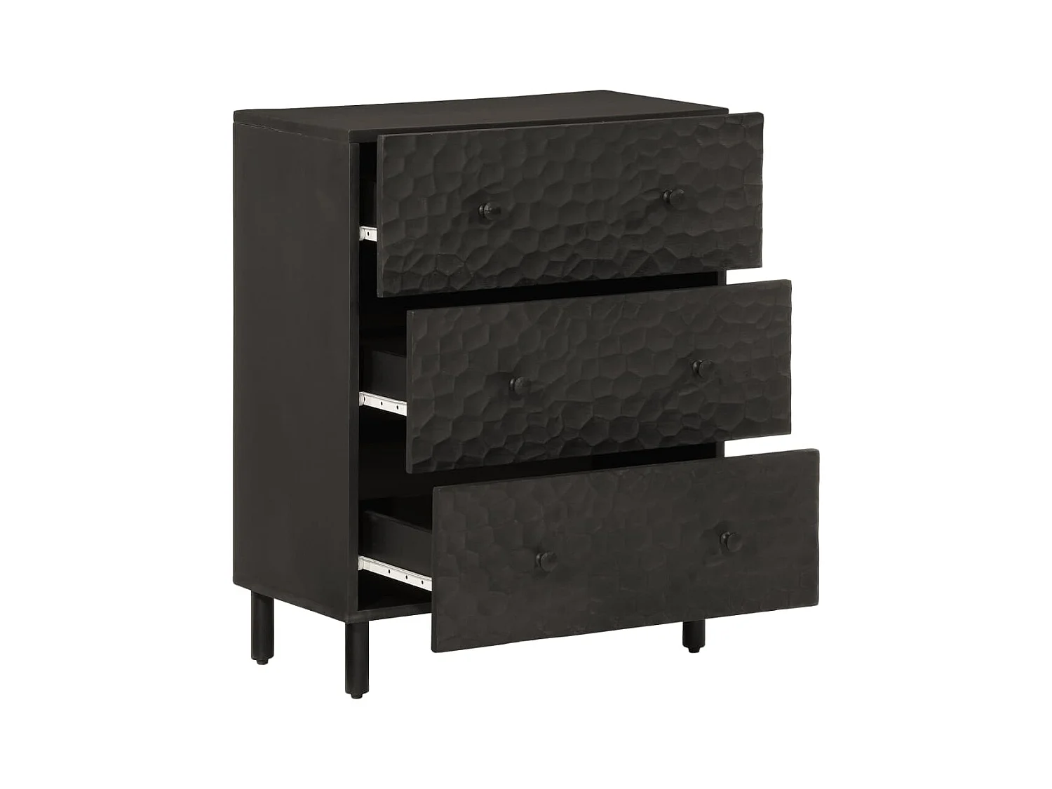 Armoire latérale noir 60x33x75 bois massif de manguier