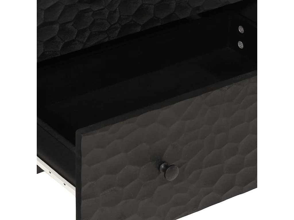 Armoire latérale noir 60x33x75 bois massif de manguier