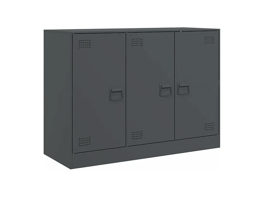Meuble de rangement 3 portes en acier Lazard 99cm - Style Industriel-Couleur Gris anthracite