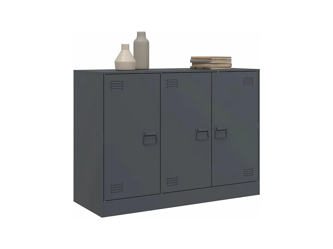 Meuble de rangement 3 portes en acier Lazard 99cm - Style Industriel-Couleur Gris anthracite