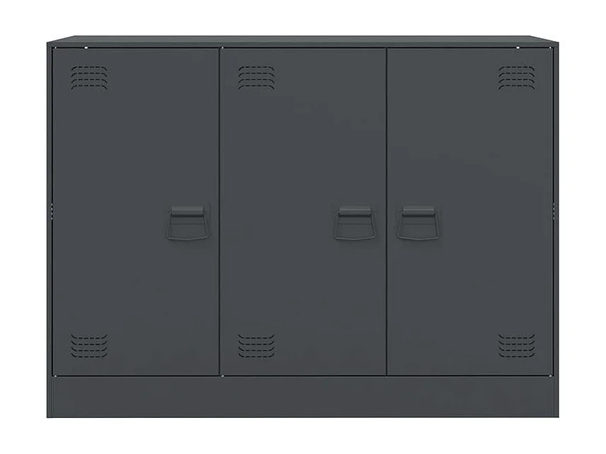 Meuble de rangement 3 portes en acier Lazard 99cm - Style Industriel-Couleur Gris anthracite