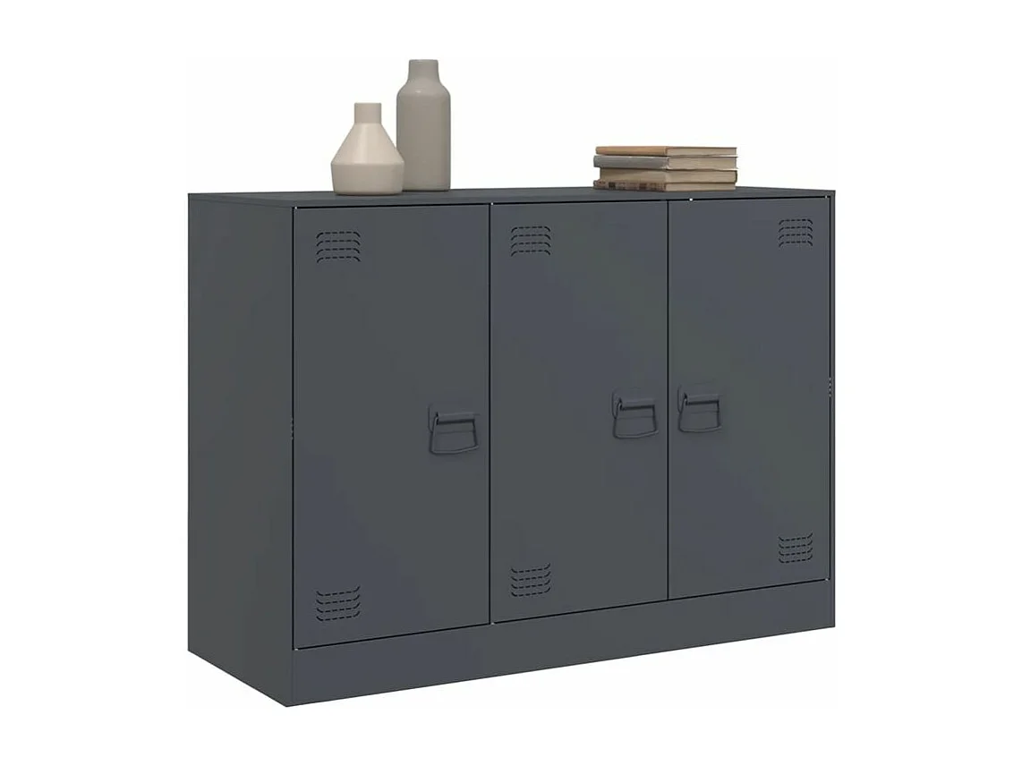 Meuble de rangement 3 portes en acier Lazard 99cm - Style Industriel-Couleur Gris anthracite