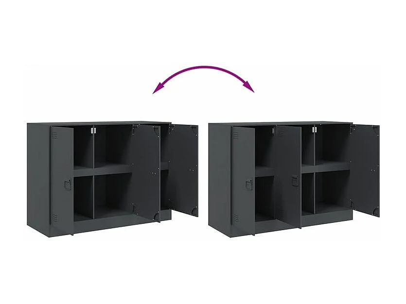 Meuble de rangement 3 portes en acier Lazard 99cm - Style Industriel-Couleur Gris anthracite