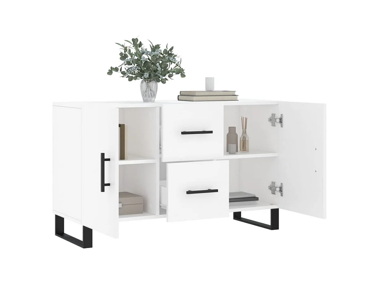 Buffet blanc 100x36x60 bois d'ingénierie
