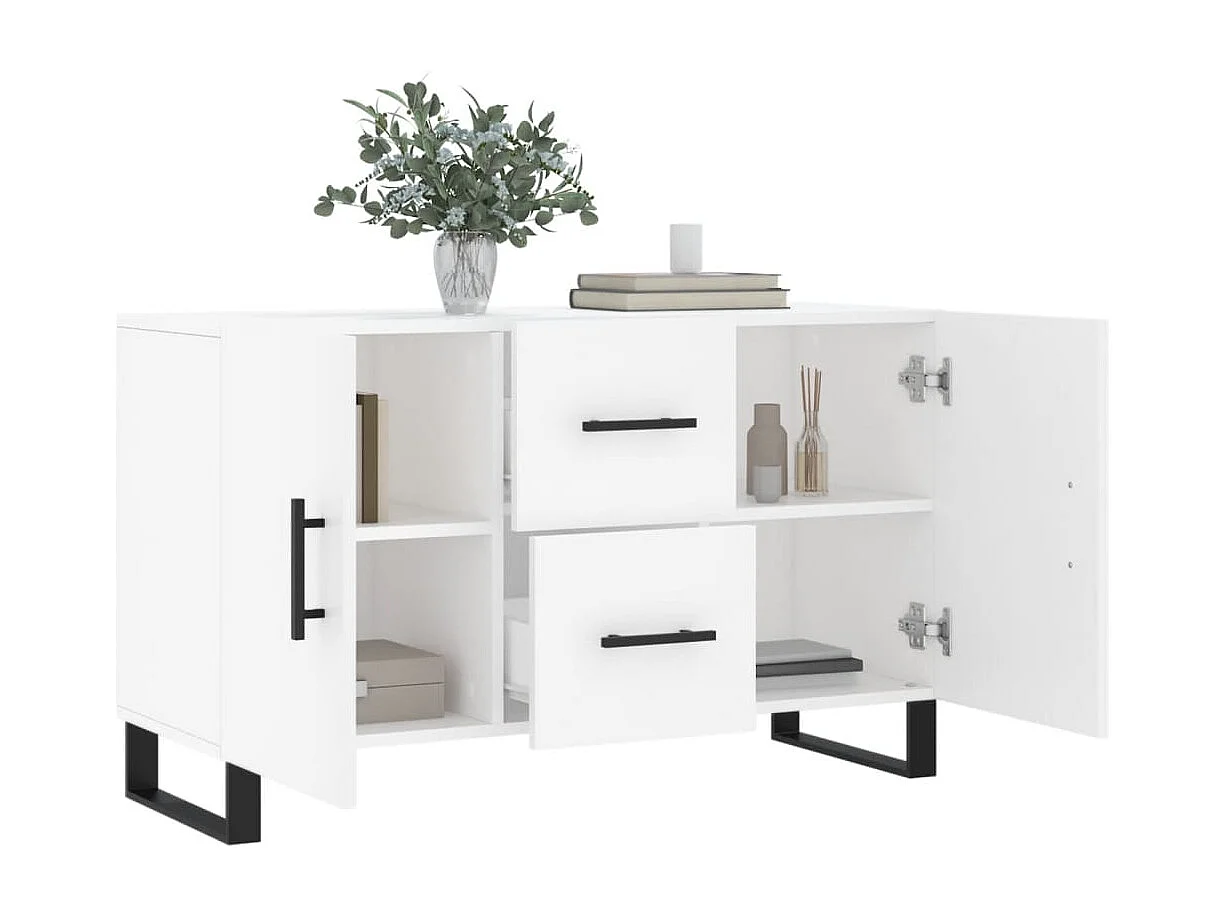 Buffet blanc 100x36x60 bois d'ingénierie