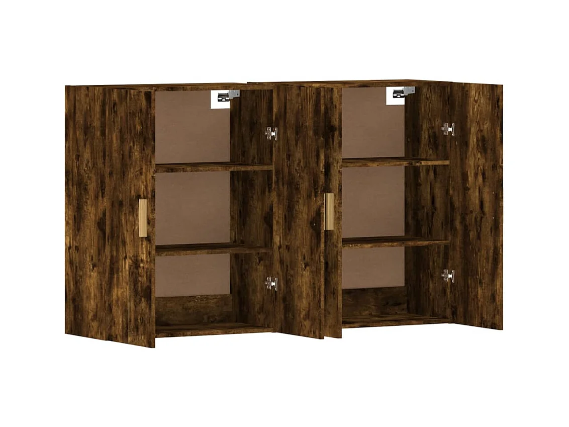 Armoires murales 2 pcs chêne fumé bois d'ingénierie