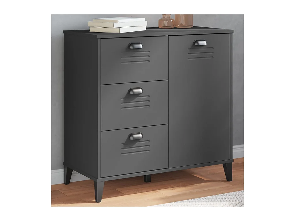 Buffet VIKEN gris anthracite 80x40x80 bois massif de pin