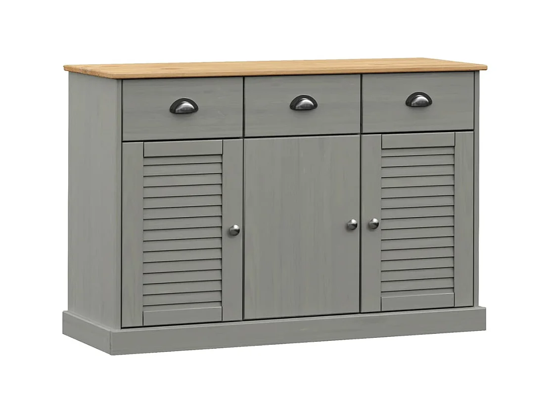 Buffet avec tiroirs VIGO 113x40x75 gris bois massif de pin