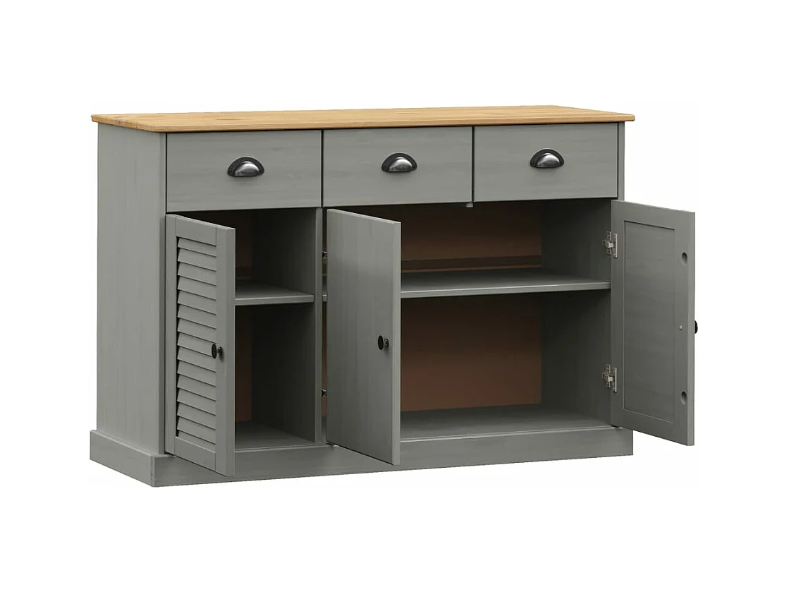 Buffet avec tiroirs VIGO 113x40x75 gris bois massif de pin
