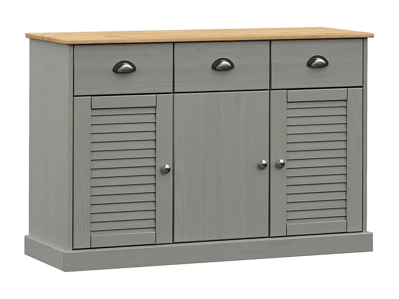 Buffet avec tiroirs VIGO 113x40x75 gris bois massif de pin