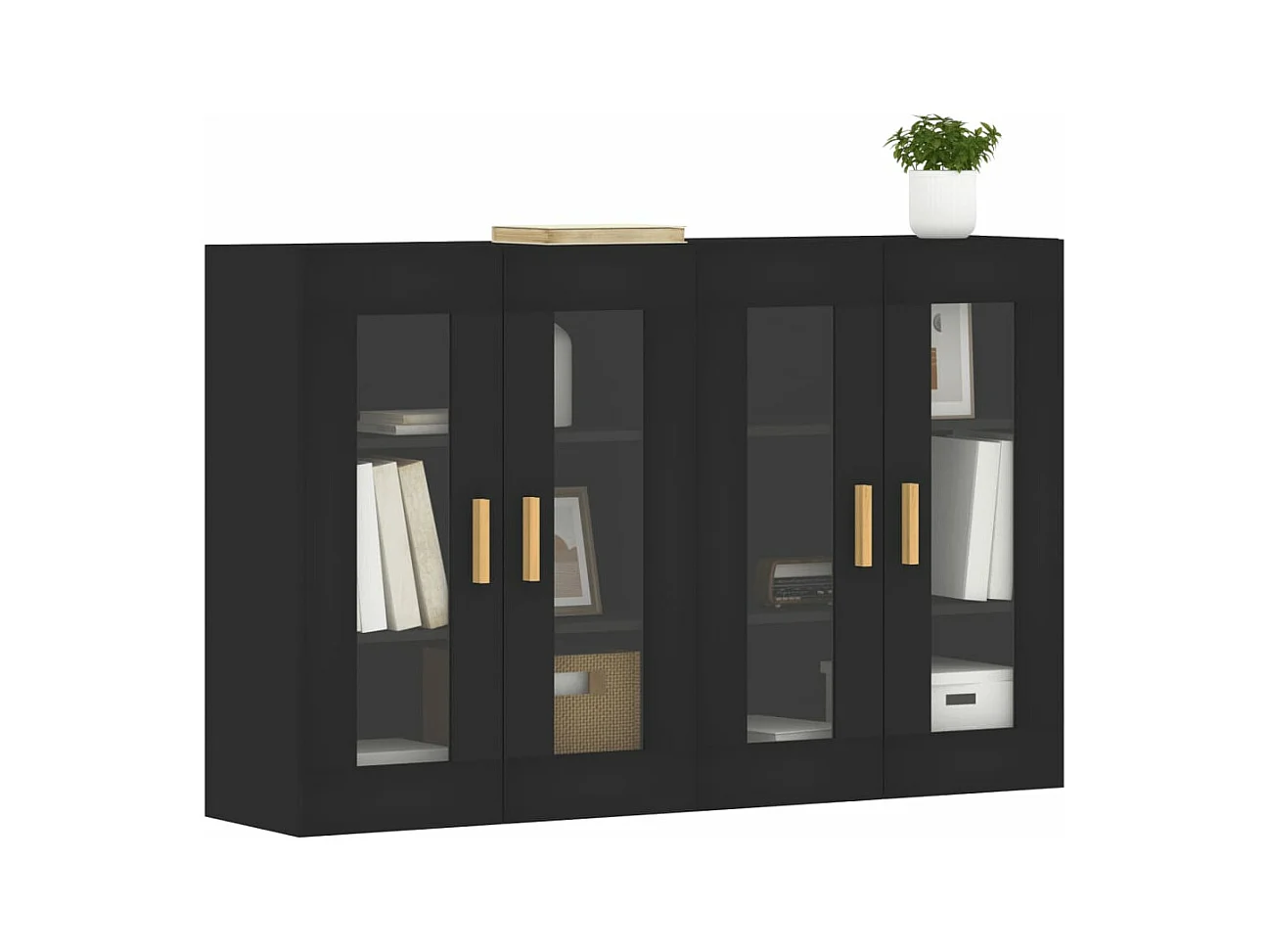 Armoires murales 2 pcs noir bois d'ingénierie