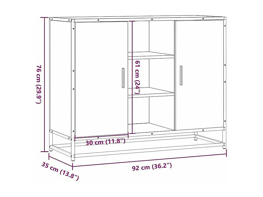 Buffet chêne sonoma 92x35x76 bois d'ingénierie