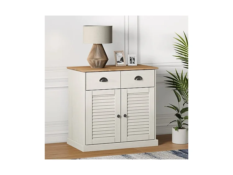 Buffet avec tiroirs VIGO 78x40x75 blanc bois massif de pin