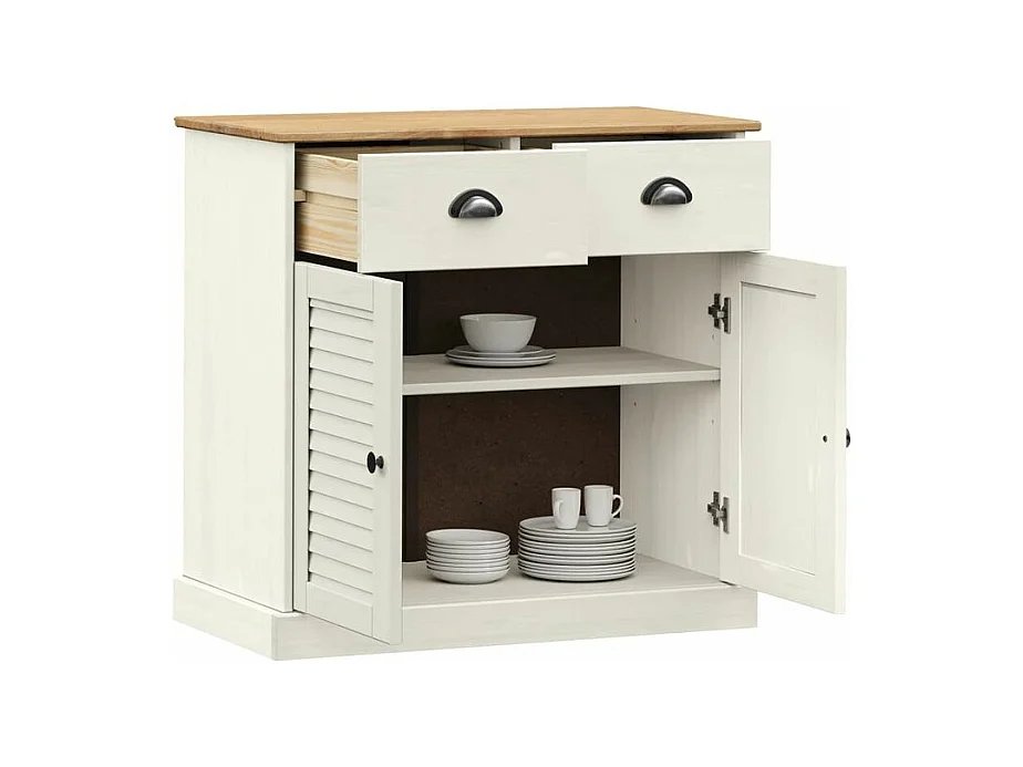 Buffet avec tiroirs VIGO 78x40x75 blanc bois massif de pin