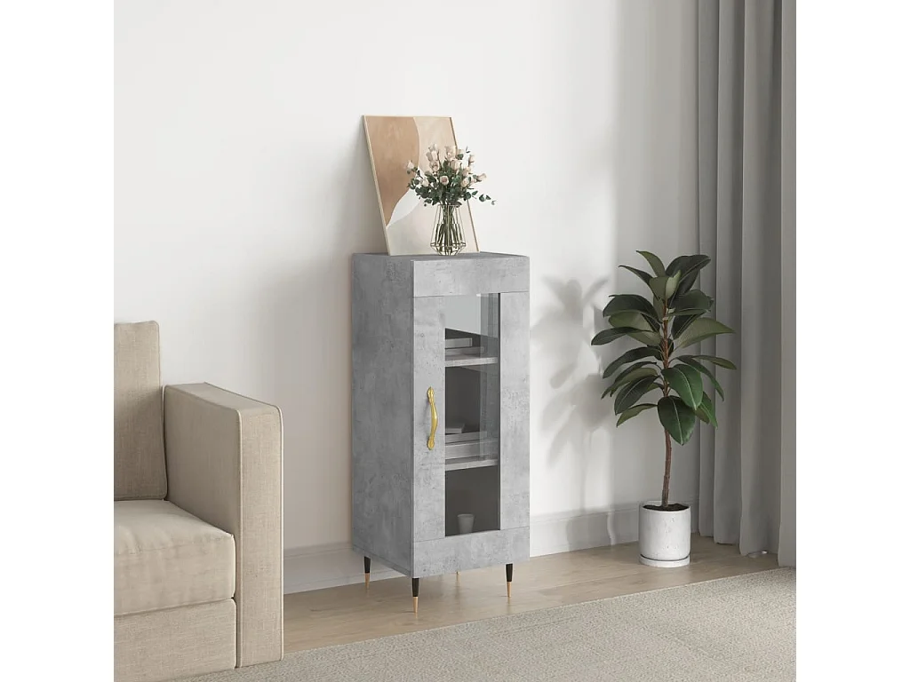 Buffet Gris béton 34,5x34x90 Bois d'ingénierie