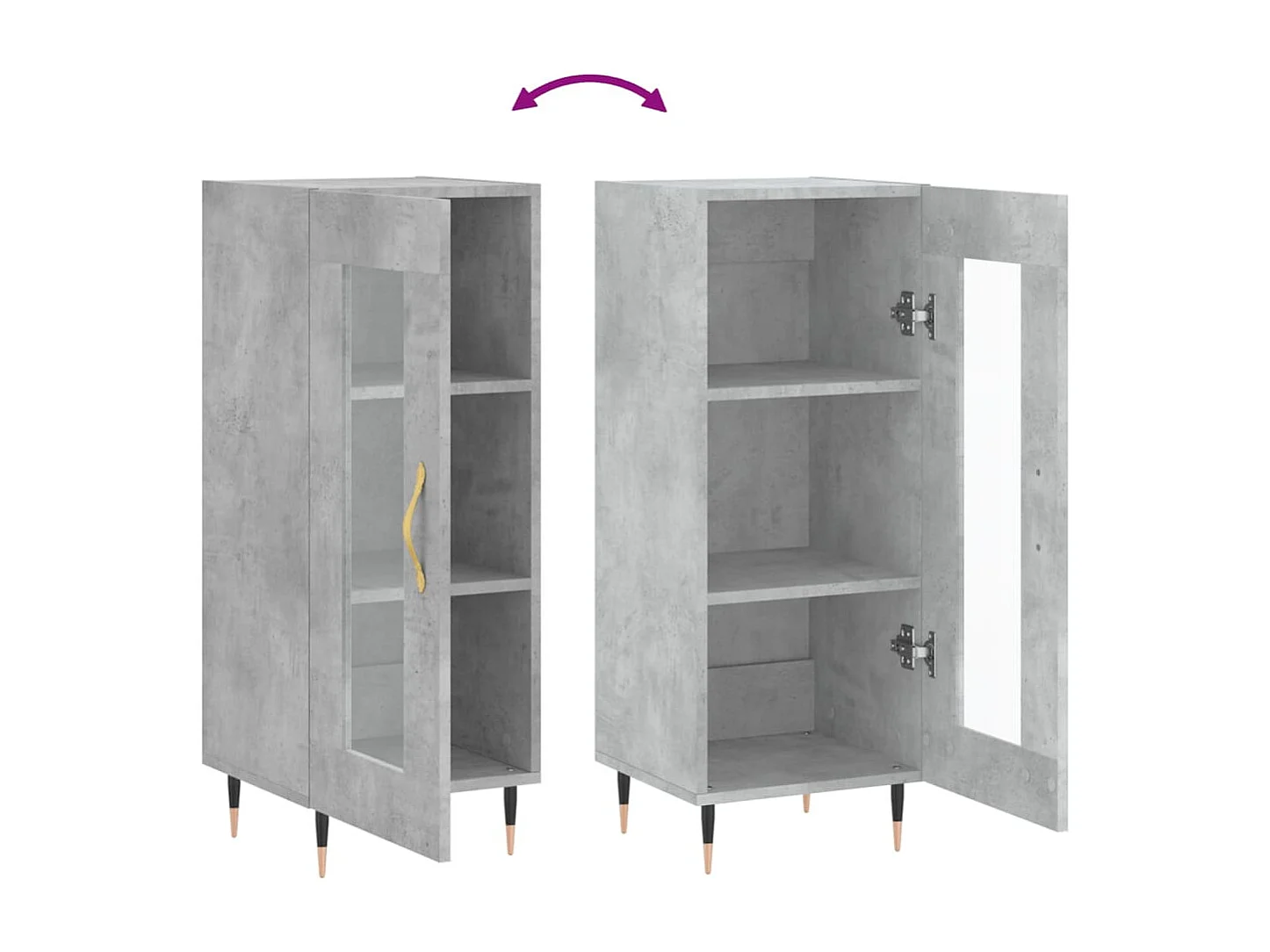 Buffet Gris béton 34,5x34x90 Bois d'ingénierie
