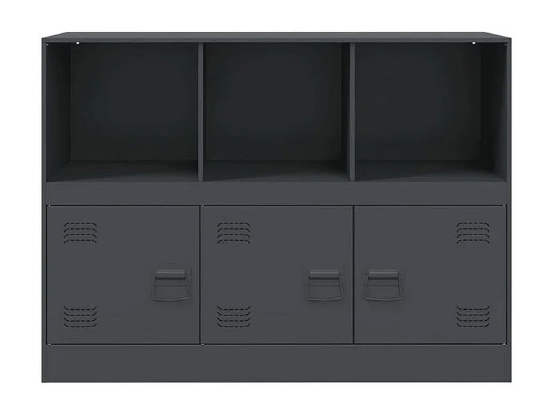 Meuble de rangement 3 portes 3 niches en acier Lazard 99cm - Style Industriel-Couleur Gris anthracite
