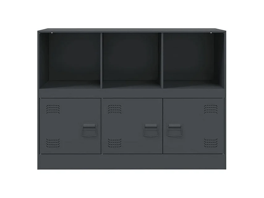 Meuble de rangement 3 portes 3 niches en acier Lazard 99cm - Style Industriel-Couleur Gris anthracite