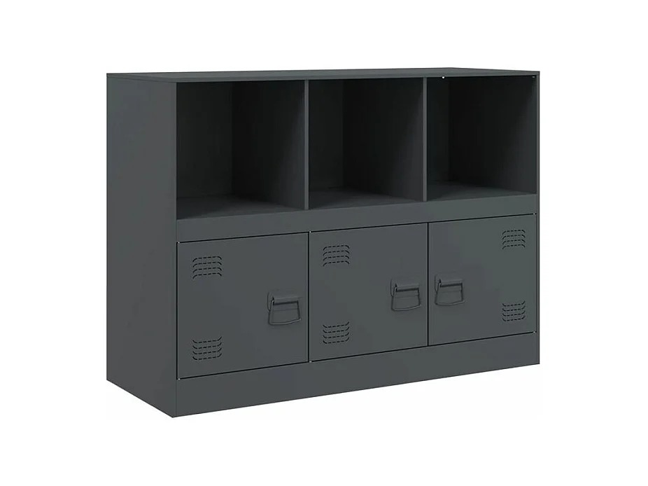 Meuble de rangement 3 portes 3 niches en acier Lazard 99cm - Style Industriel-Couleur Gris anthracite