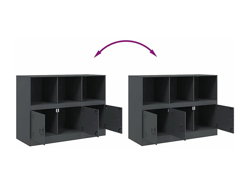 Meuble de rangement 3 portes 3 niches en acier Lazard 99cm - Style Industriel-Couleur Gris anthracite