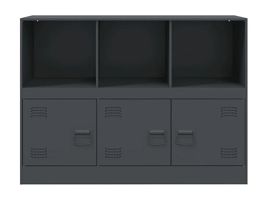 Meuble de rangement 3 portes 3 niches en acier Lazard 99cm - Style Industriel-Couleur Gris anthracite