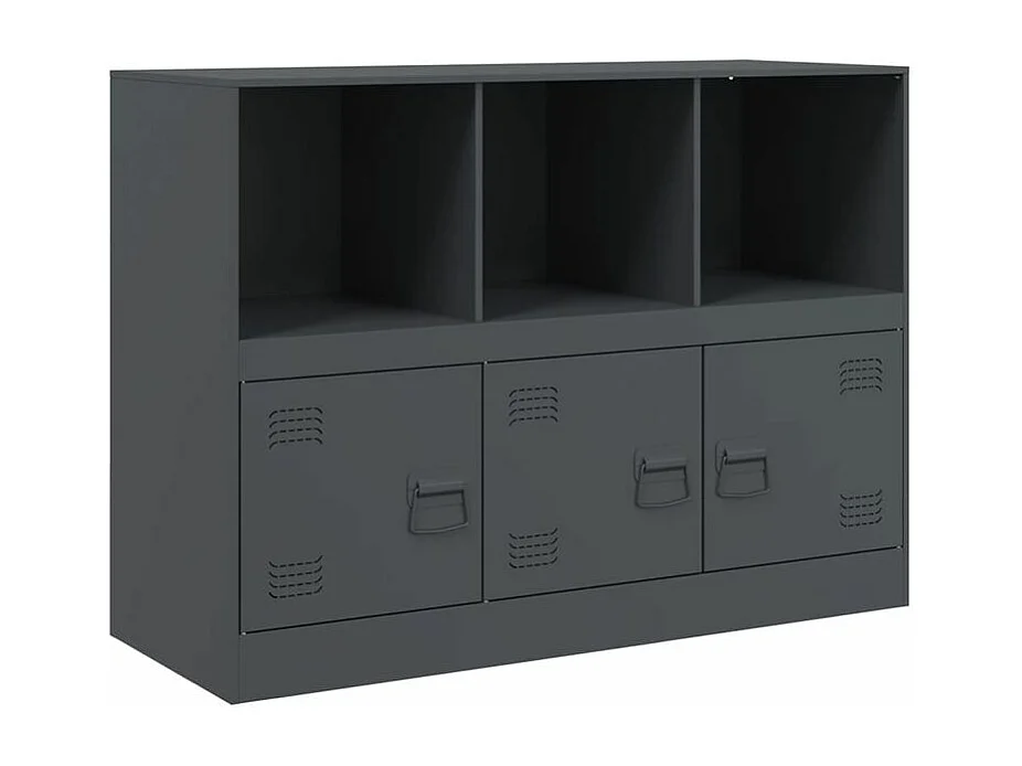 Meuble de rangement 3 portes 3 niches en acier Lazard 99cm - Style Industriel-Couleur Gris anthracite