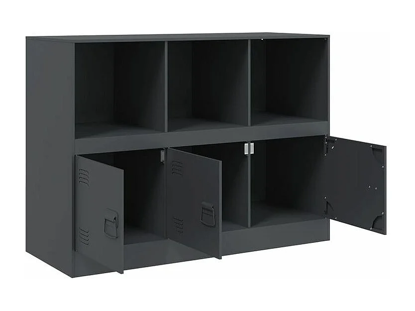 Meuble de rangement 3 portes 3 niches en acier Lazard 99cm - Style Industriel-Couleur Gris anthracite