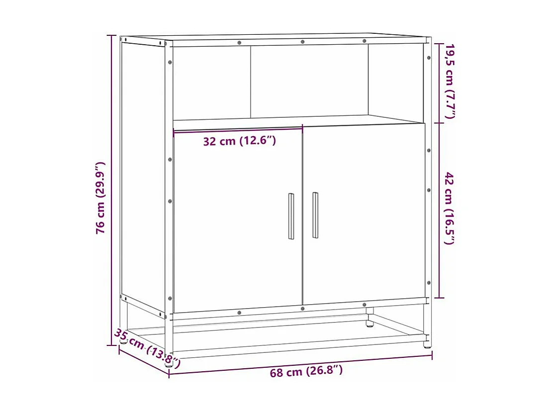 Buffet sonoma gris 68x35x76 bois d'ingénierie
