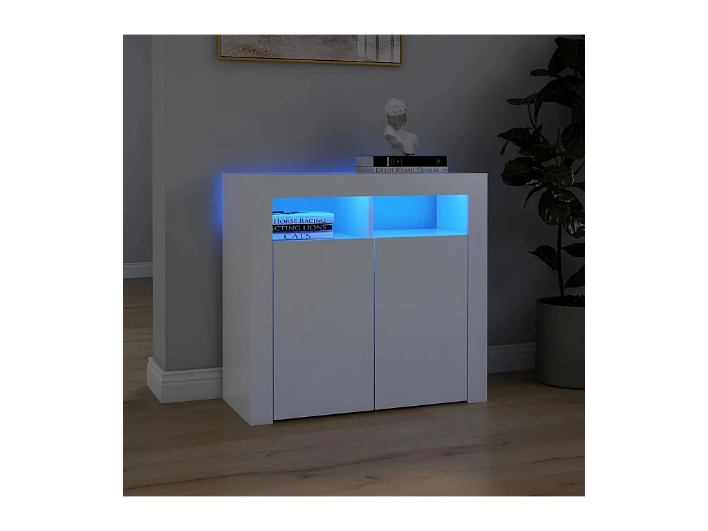 Buffet avec lumières LED Blanc 80x35x75