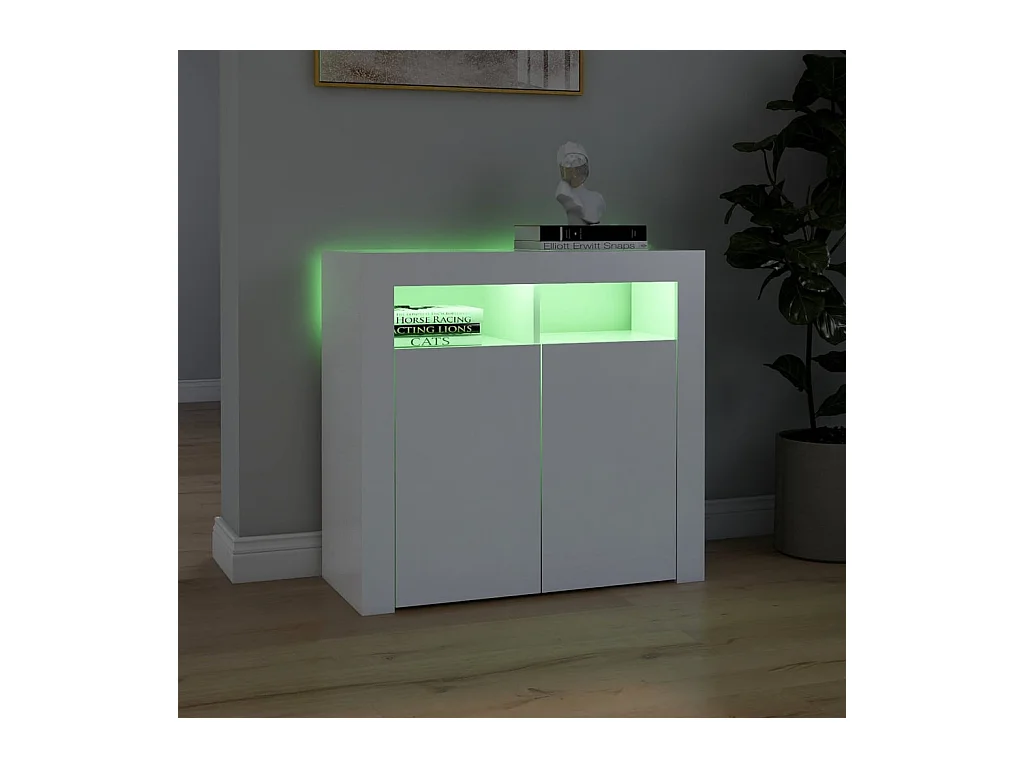 Buffet avec lumières LED Blanc 80x35x75