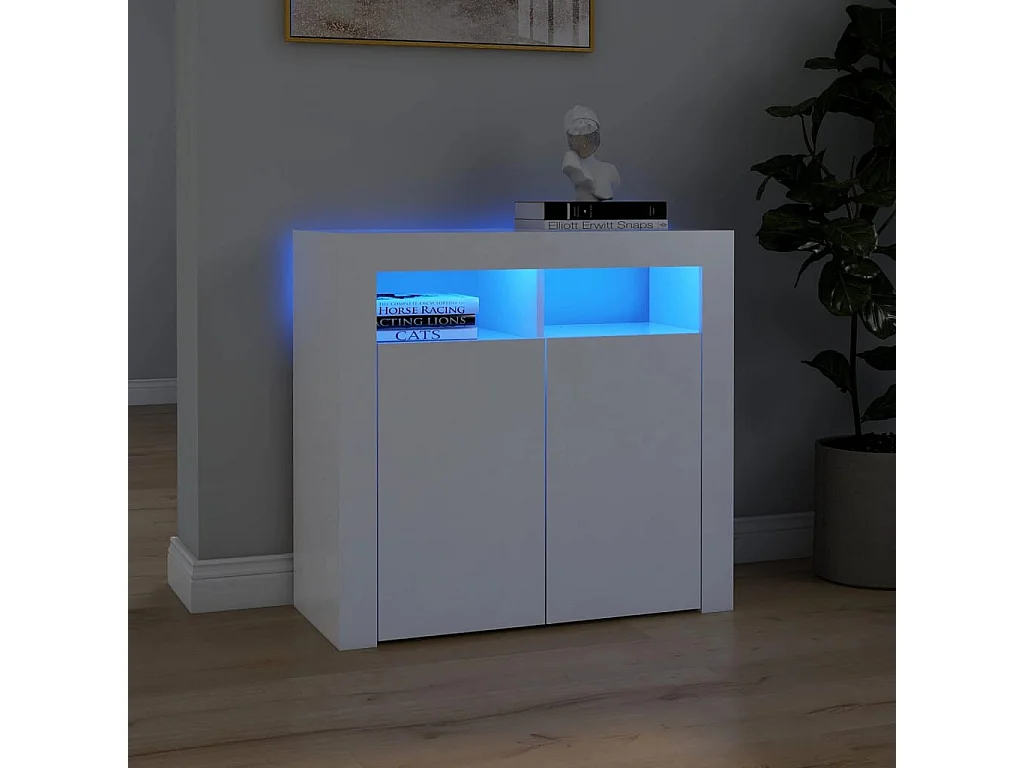 Buffet avec lumières LED Blanc 80x35x75