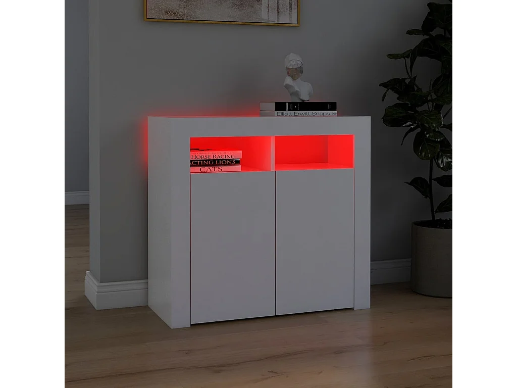 Buffet avec lumières LED Blanc 80x35x75