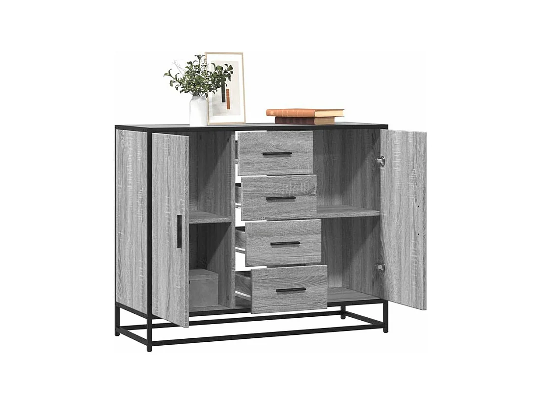 Buffet sonoma gris 92x35x76 bois d'ingénierie