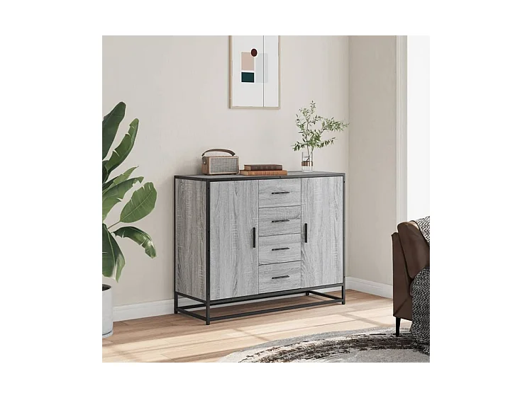 Buffet sonoma gris 92x35x76 bois d'ingénierie
