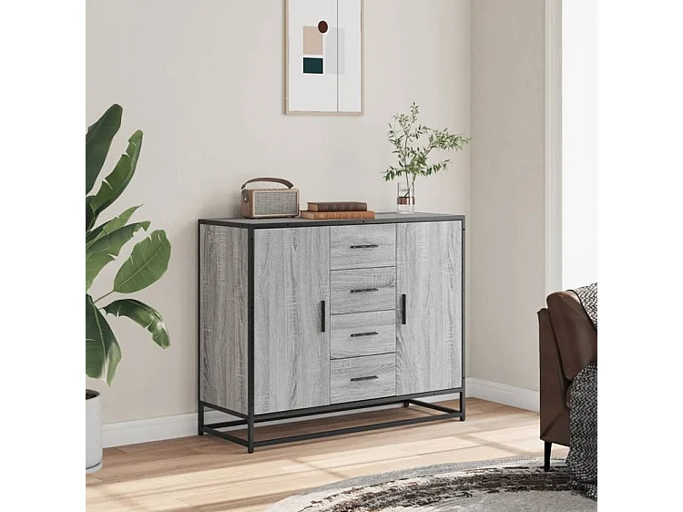 Buffet sonoma gris 92x35x76 bois d'ingénierie