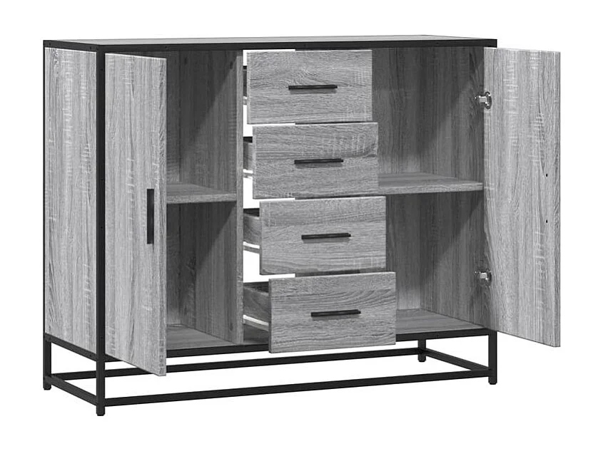 Buffet sonoma gris 92x35x76 bois d'ingénierie