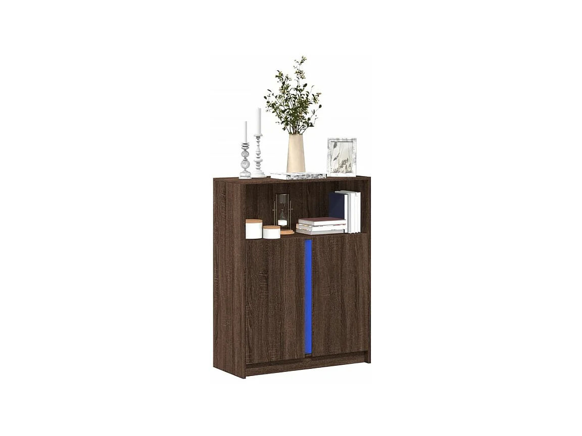 Buffet avec LED chêne marron 77x34x100 bois d'ingénierie