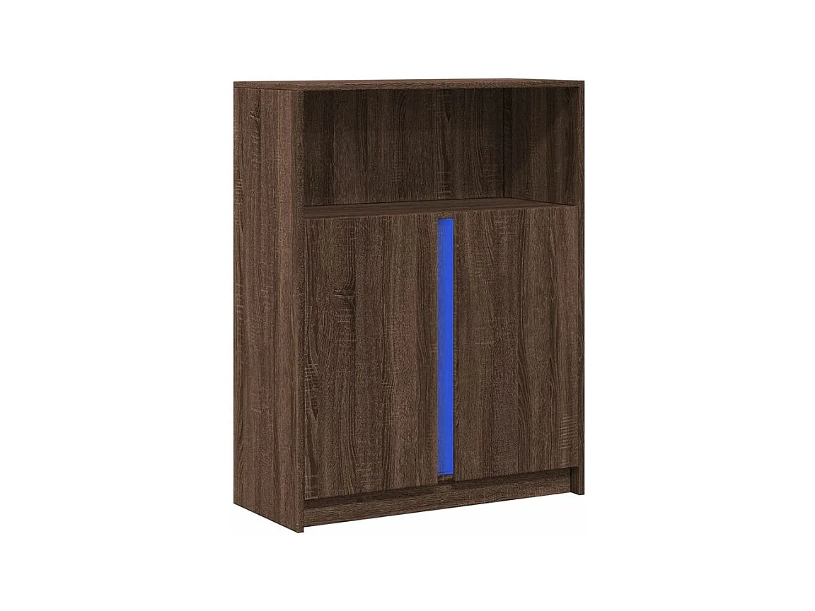 Buffet avec LED chêne marron 77x34x100 bois d'ingénierie