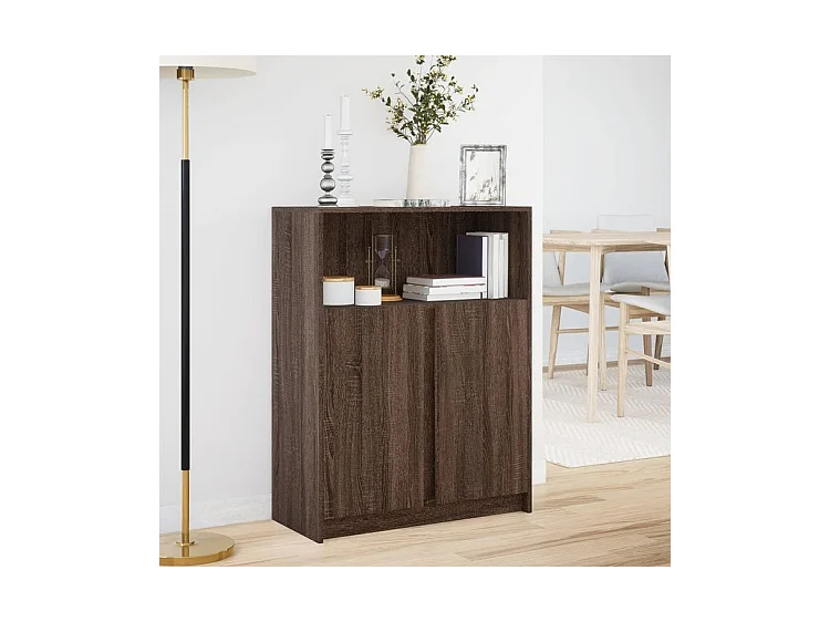 Buffet avec LED chêne marron 77x34x100 bois d'ingénierie
