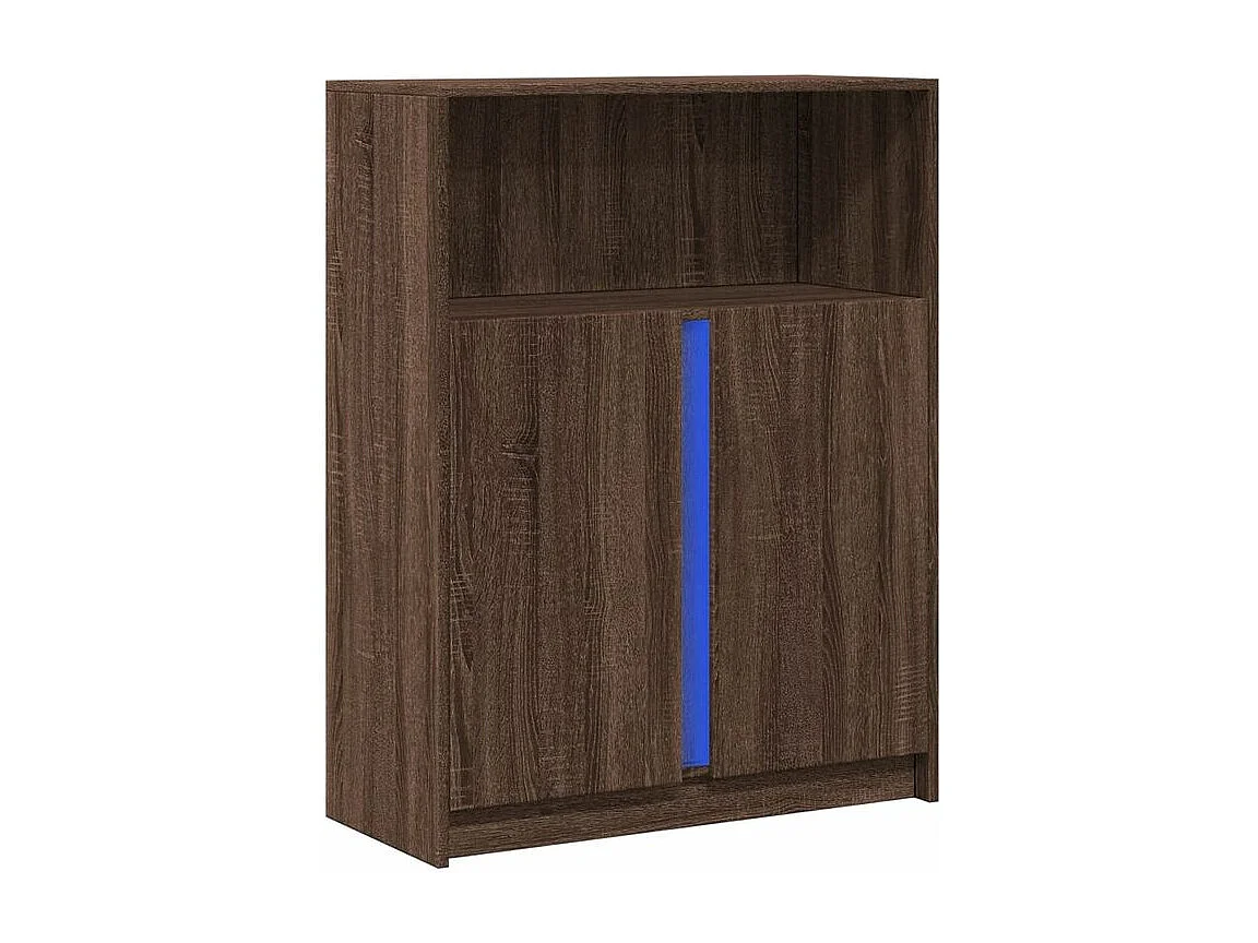 Buffet avec LED chêne marron 77x34x100 bois d'ingénierie