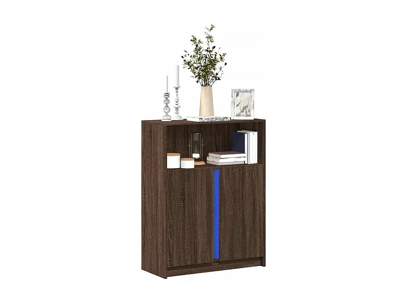 Buffet avec LED chêne marron 77x34x100 bois d'ingénierie