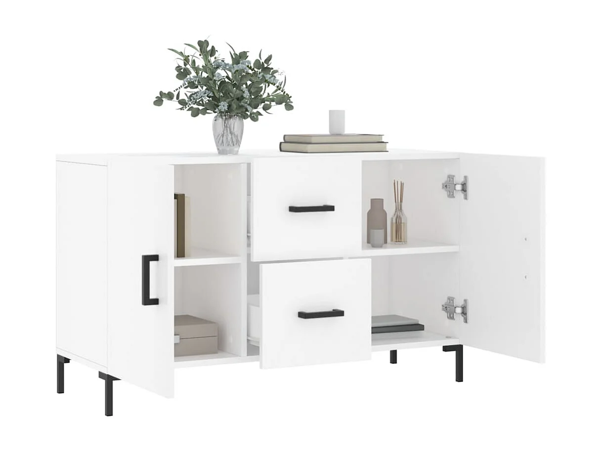 Buffet blanc 100x36x60 bois d'ingénierie
