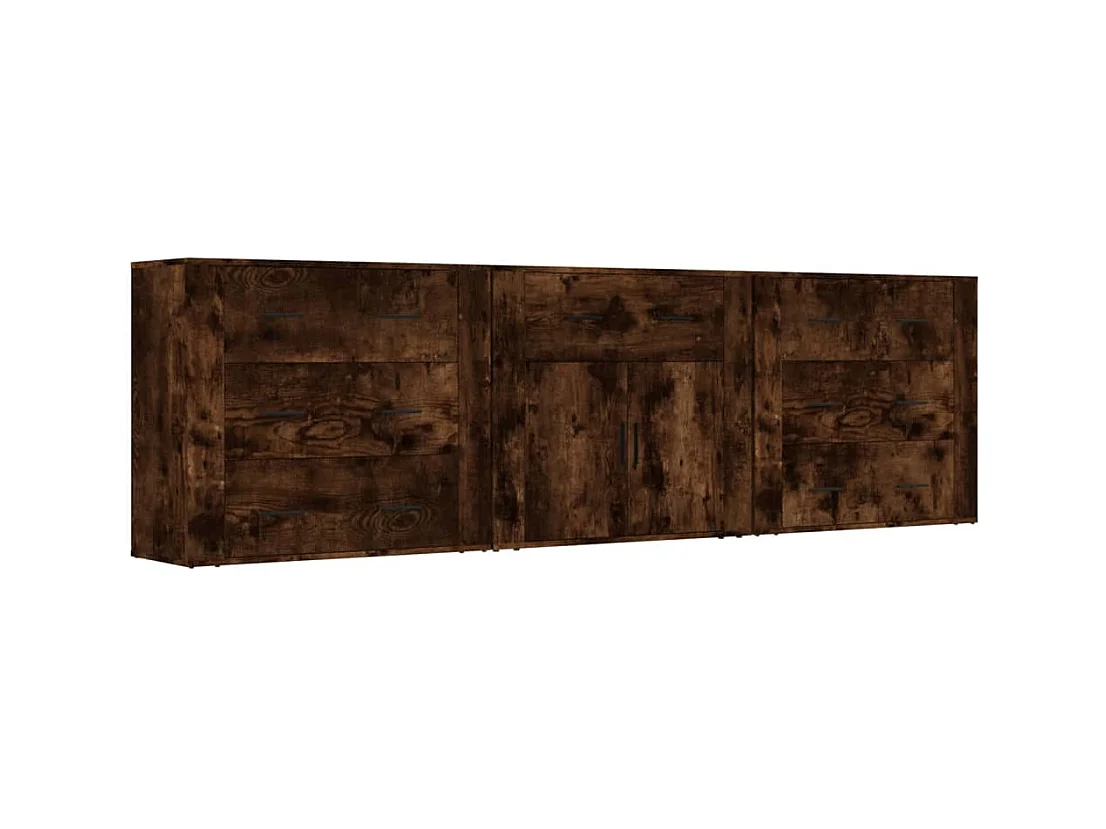 Buffets 3 pcs Chêne fumé Bois d'ingénierie