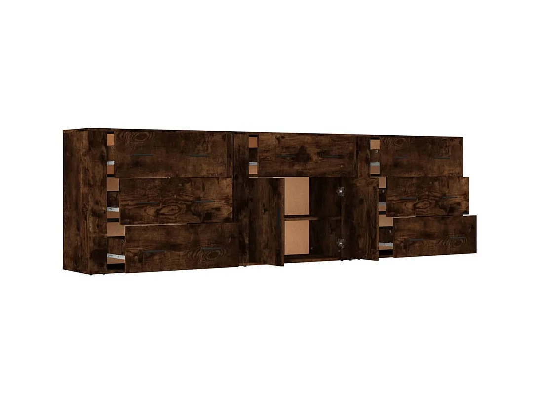 Buffets 3 pcs Chêne fumé Bois d'ingénierie
