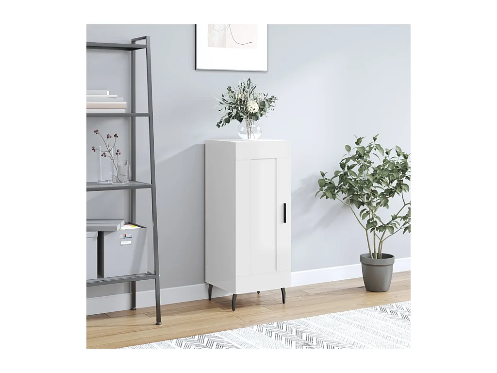 Buffet Blanc brillant 34,5x34x90 Bois d'ingénierie