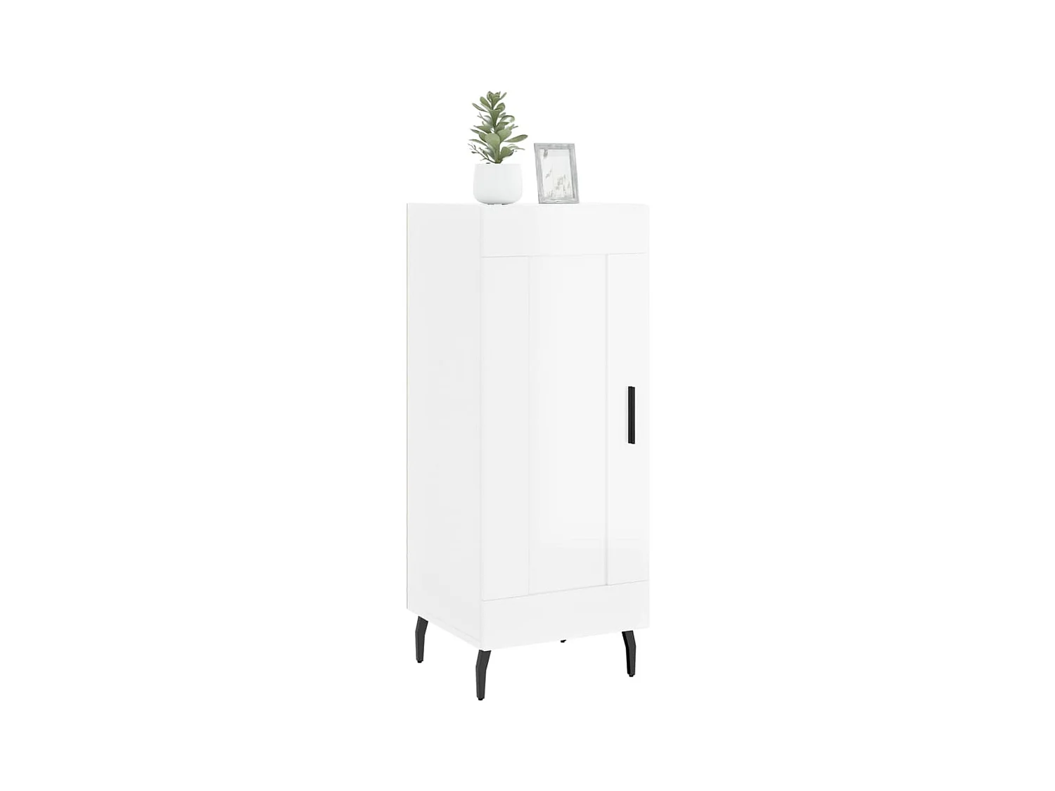 Buffet Blanc brillant 34,5x34x90 Bois d'ingénierie