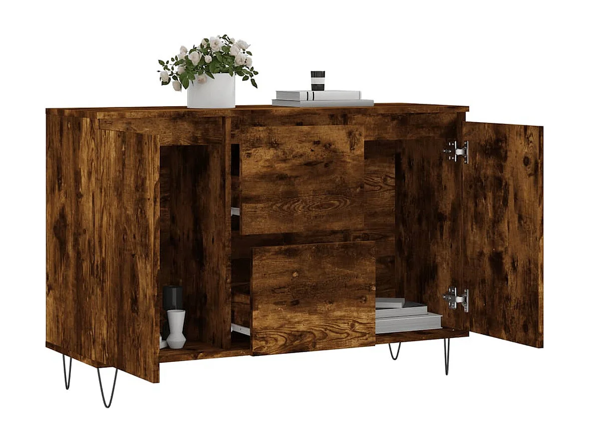 Buffet chêne fumé 104x35x70 bois d'ingénierie