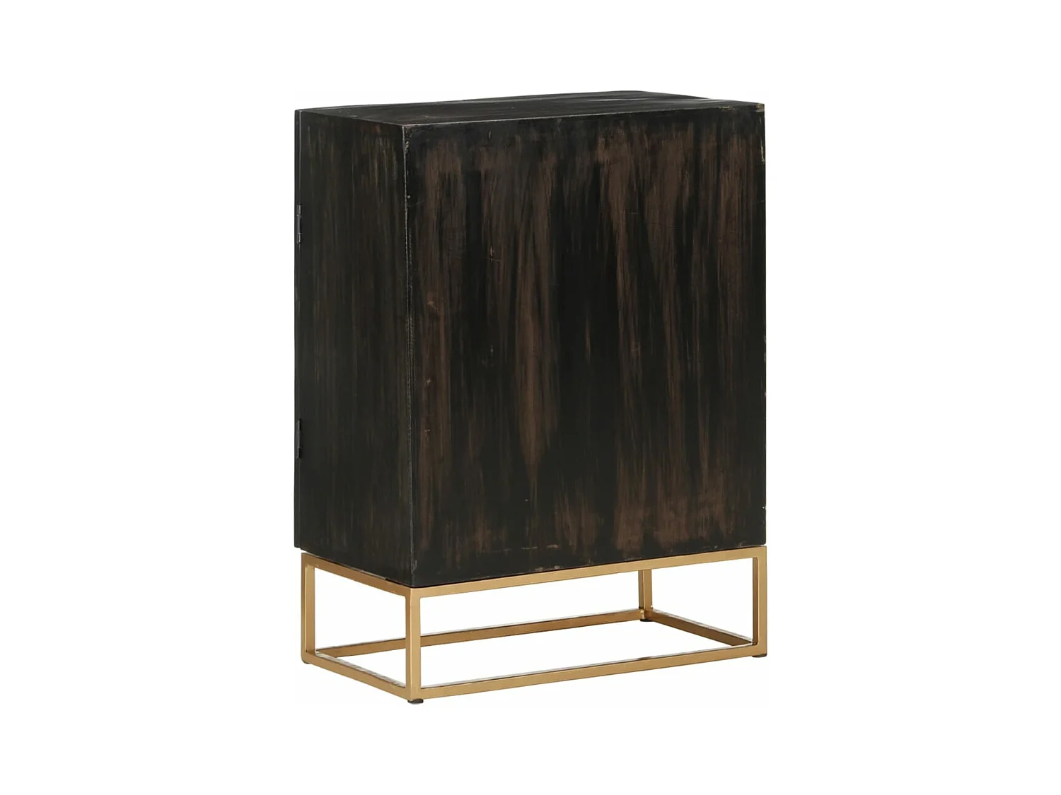Buffet Noir 55x34x75 Bois massif de manguier et fer